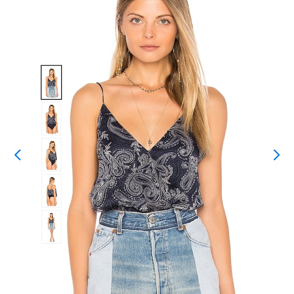 5- 💙Wrap Front Bodysuit 
THE JETSET DIARIES
Midnight Paisley Print Size L NWT